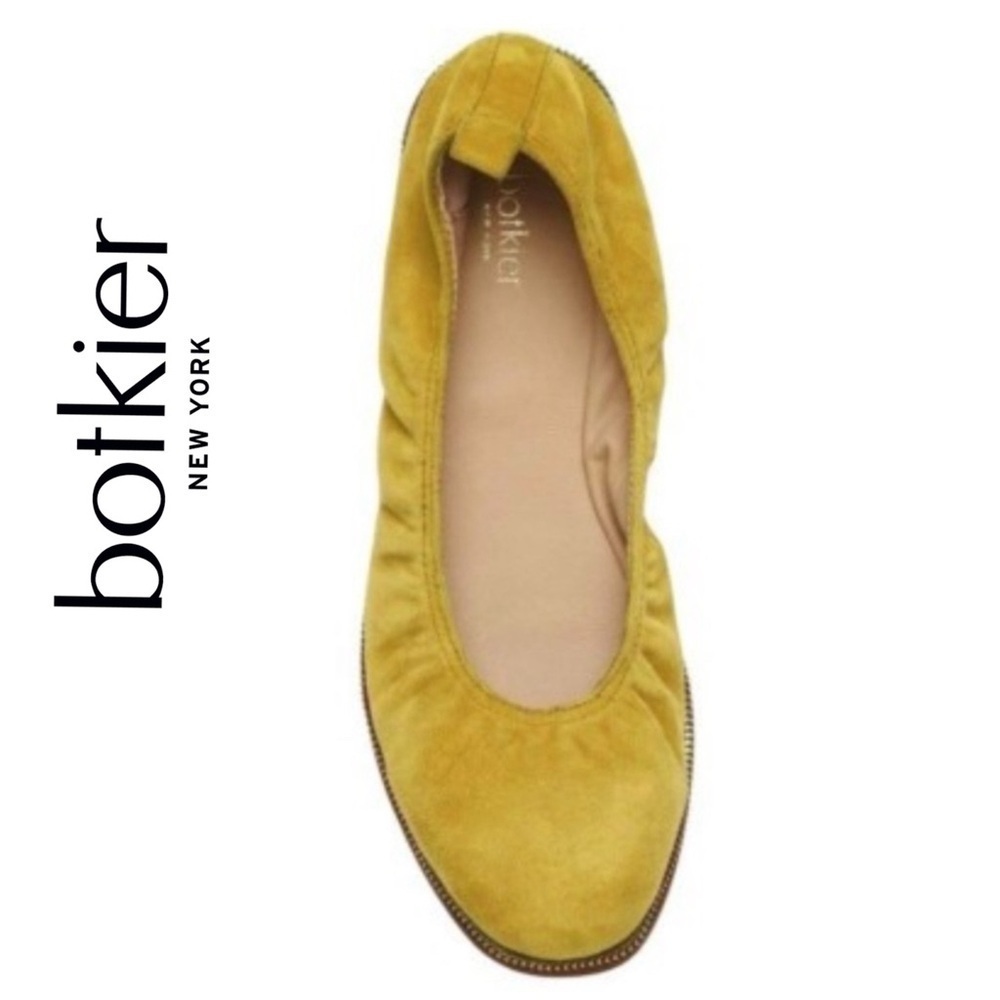 Botkier Mason mustard yellow suede Ballet Flats, leather sole, fits size 6